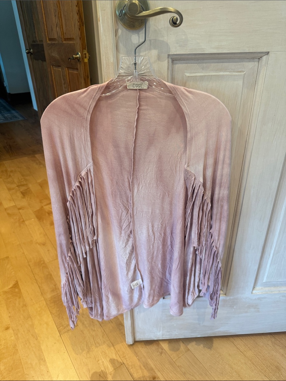 ODDY Dusty Pink Fringe Open Cardigan